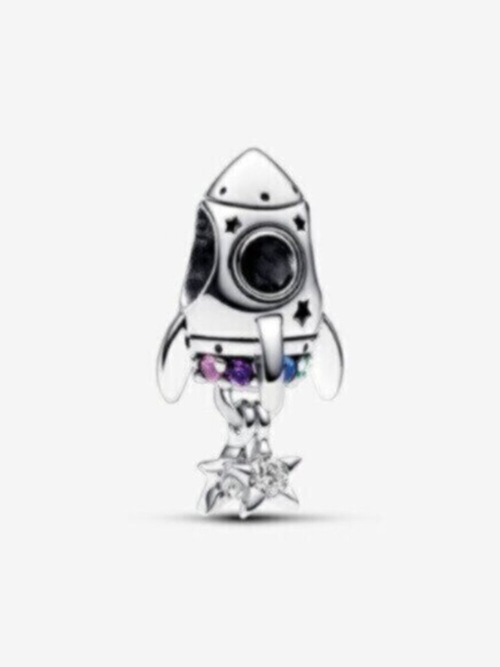 Pandora Silver Rocket Charm with Multicolor Stones